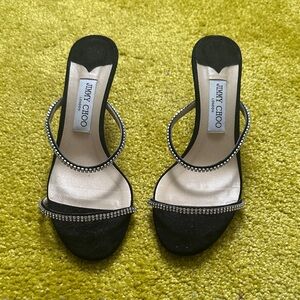 Jimmy Choo Black Heels with Silver Accents